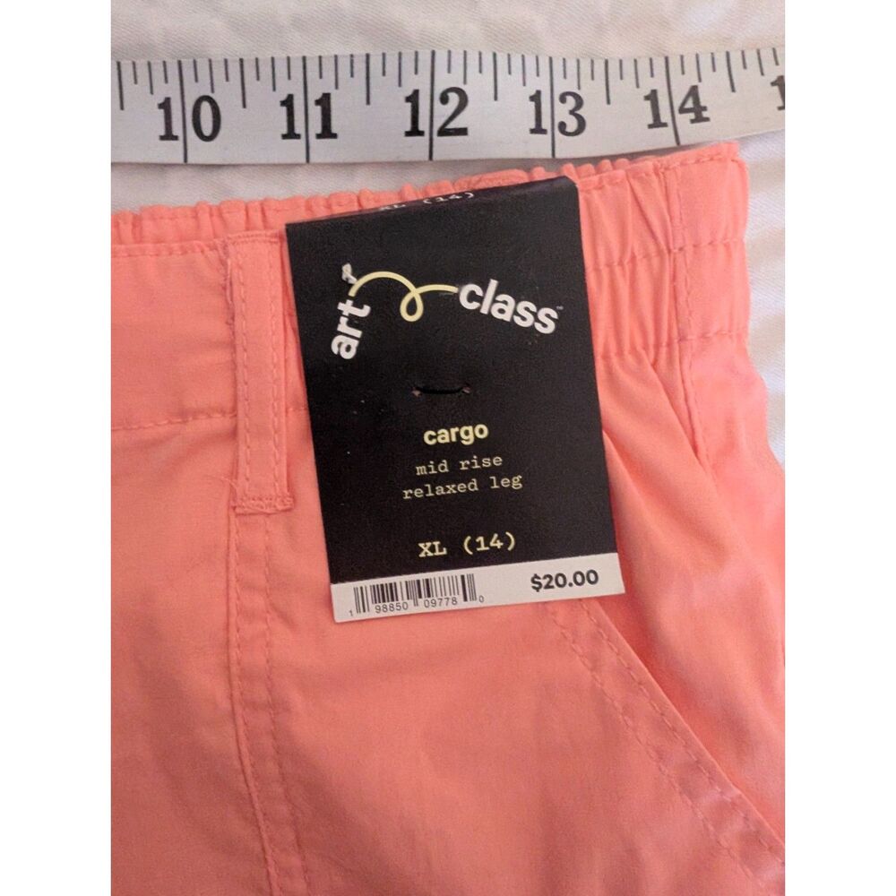 Art Class Girls Cargo Mid Rise, Relaxed Leg Pants Pom Pom Pink Size XL (14) - Picture 4 of 5